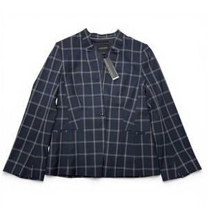 Banana‎ Republic Navy Windowpane Plaid Machine Washable Blazer Size 6 NWT $178